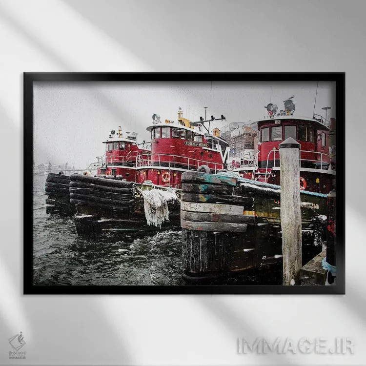 تابلو یدککشهای زمستانی اثر دبرا اوبرتانک - نمای قابدار مشکی