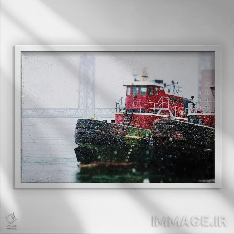 تابلو یدککشهای برفی اثر دبرا اوبرتانک - نمای قابدار سفید