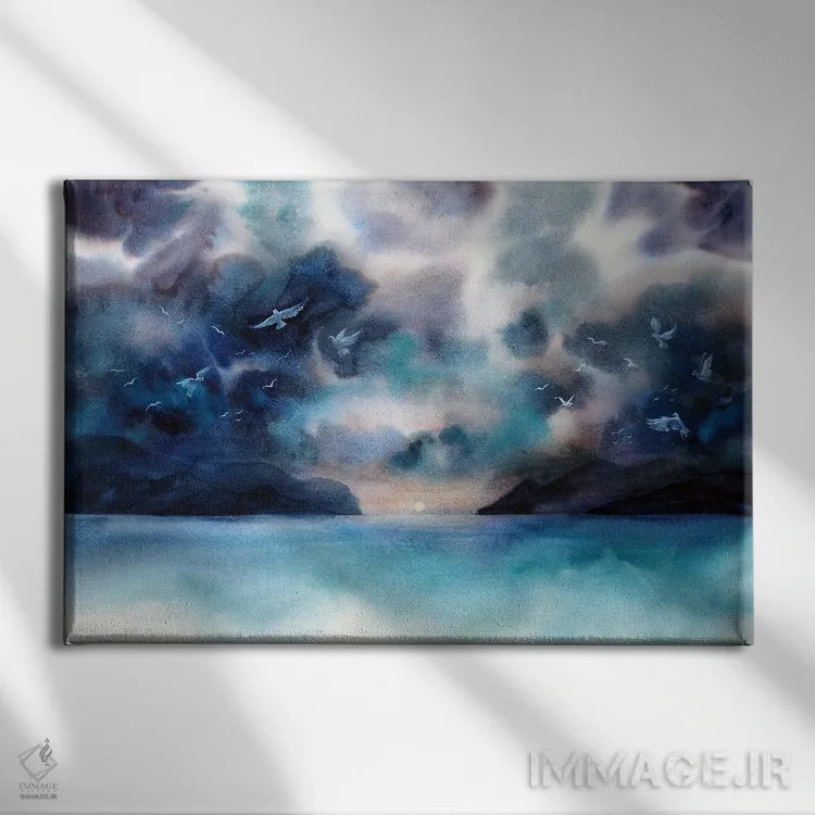 تابلو پرندگان اثر دلنارا ال - نمای روبهرو روی دیوار