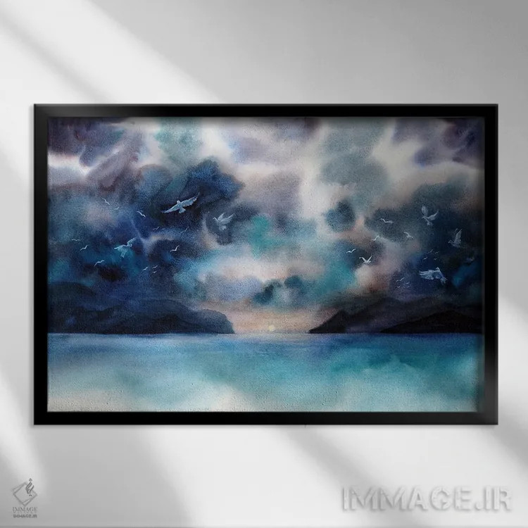 تابلو پرندگان اثر دلنارا ال - نمای قابدار مشکی