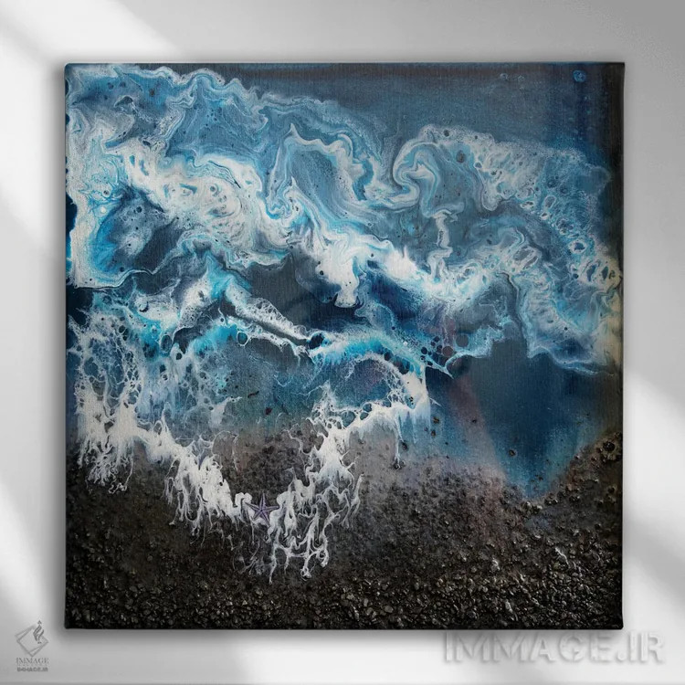 تابلو دریای شب اثر دلنارا ال - نمای روبهرو روی دیوار