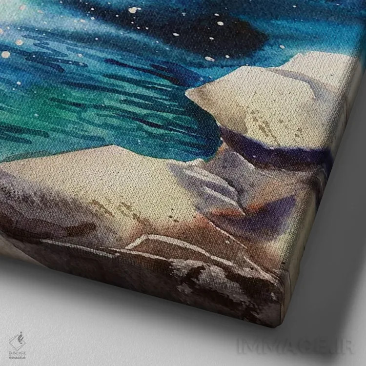 تابلو دریای مدیترانه اثر دلنارا ال - نمای نزدیک بافت بوم