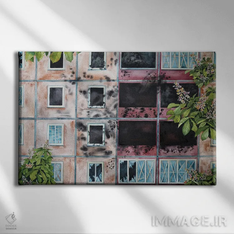 تابلو بهار ۲۰۲۲. گلدهی شاهبلوط در کیف (اوکراین) اثر دلنارا ال - نمای روبهرو روی دیوار