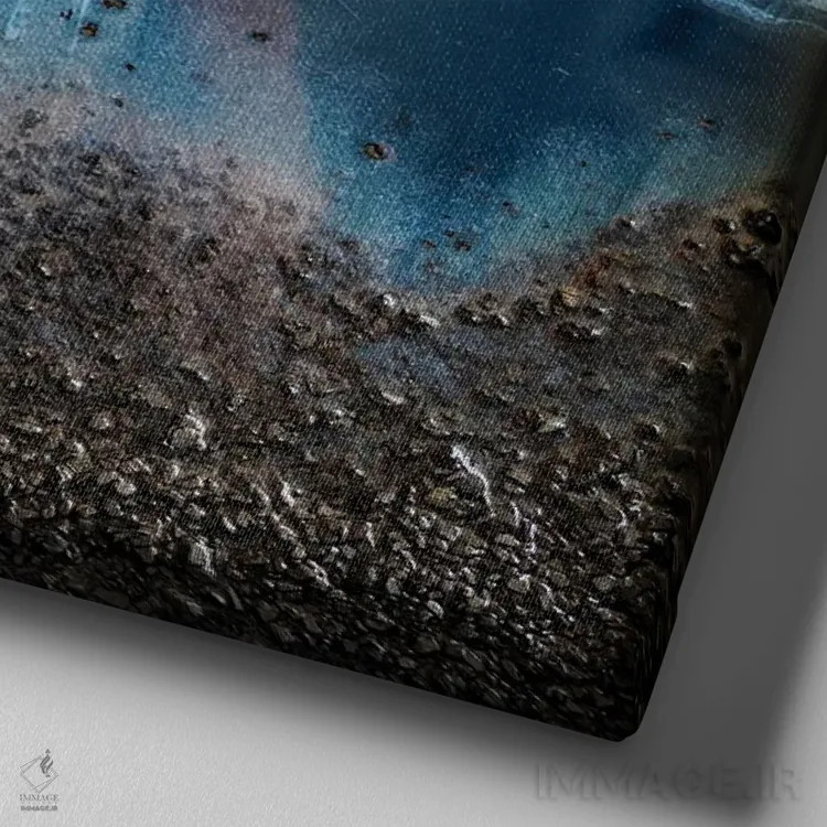 تابلو دریای شب اثر دلنارا ال - نمای نزدیک بافت بوم