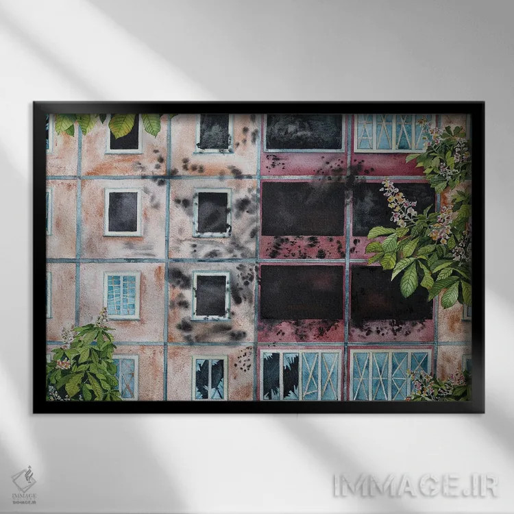 تابلو بهار ۲۰۲۲. گلدهی شاهبلوط در کیف (اوکراین) اثر دلنارا ال - نمای قابدار مشکی