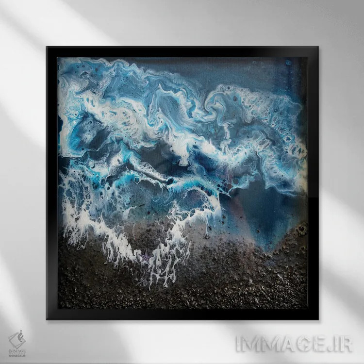 تابلو دریای شب اثر دلنارا ال - نمای قابدار مشکی