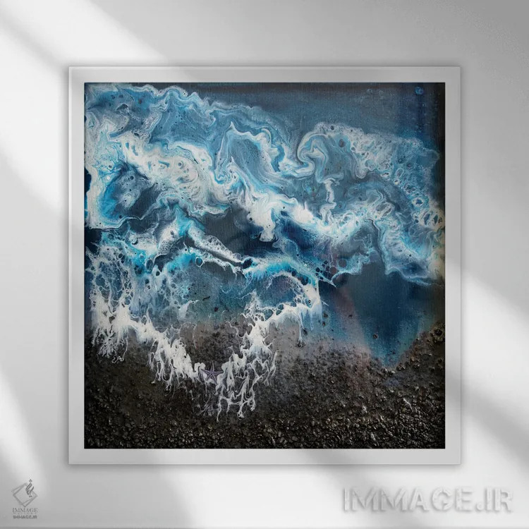 تابلو دریای شب اثر دلنارا ال - نمای قابدار سفید