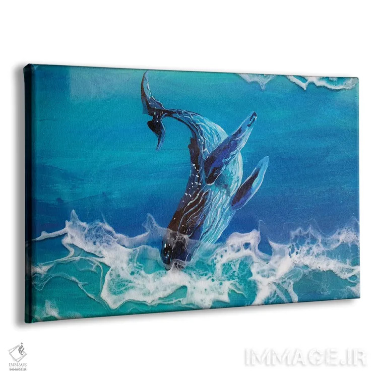 تابلو نهنگ در میان موجها اثر دلنارا ال - نمای پرسپکتیو محصول