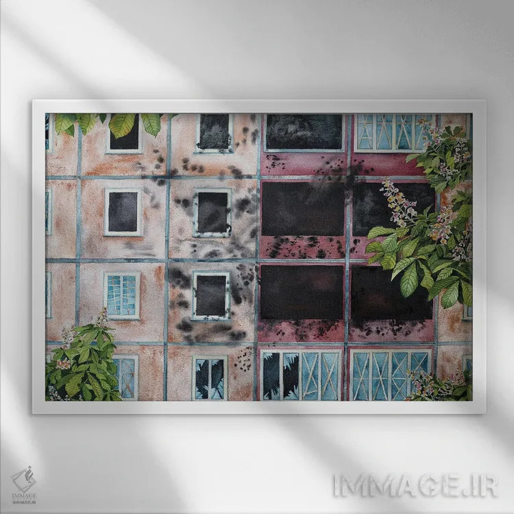 تابلو بهار ۲۰۲۲. گلدهی شاهبلوط در کیف (اوکراین) اثر دلنارا ال - نمای قابدار سفید