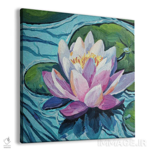 تابلو گل زیبای نیلوفر آبی اثر دلنارا ال - نمای پرسپکتیو محصول