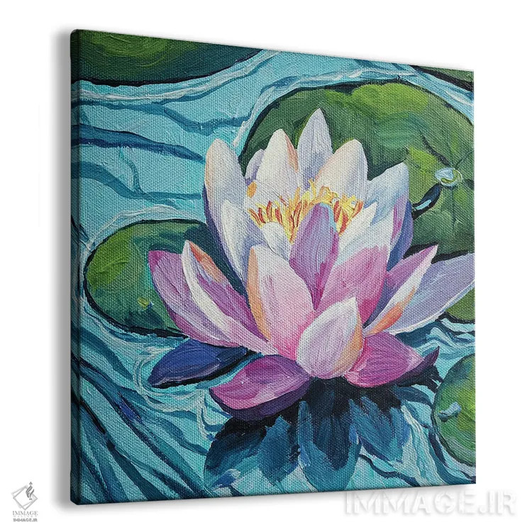 تابلو گل زیبای نیلوفر آبی اثر دلنارا ال - نمای پرسپکتیو محصول