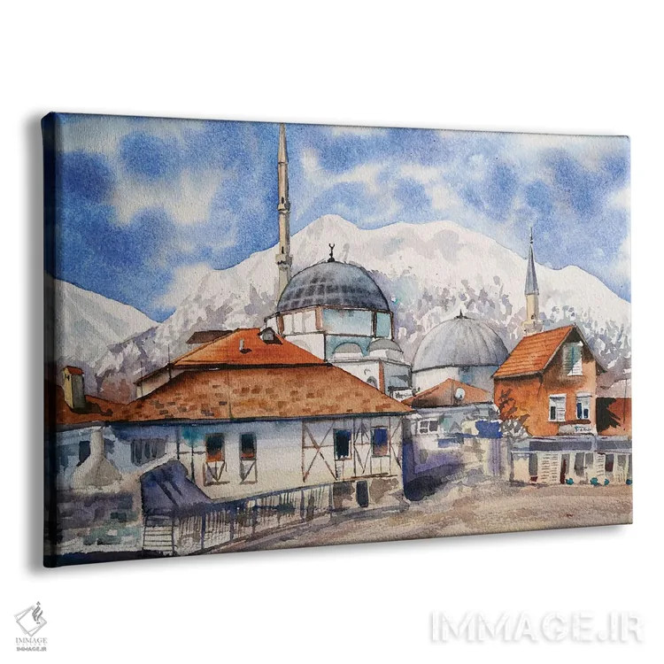 تابلو روستای ترکی در کوهستان اثر دلنارا ال - نمای پرسپکتیو محصول