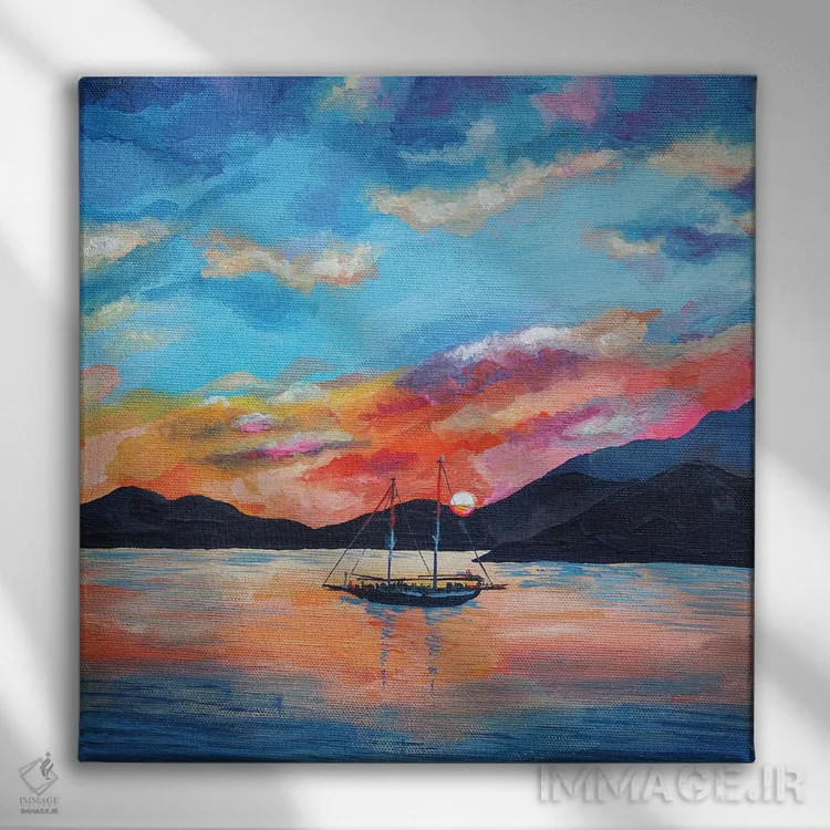 تابلو هنگام غروب اثر دلنارا ال - نمای روبهرو روی دیوار