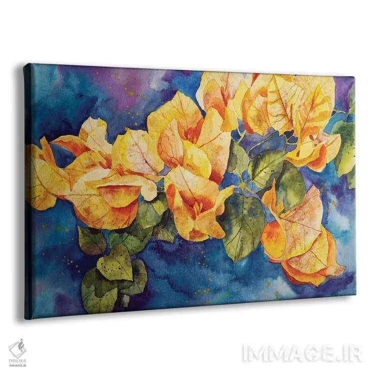 تابلو گل کاغذی زرد (بوگنویلیا) اثر دلنارا ال - نمای پرسپکتیو محصول