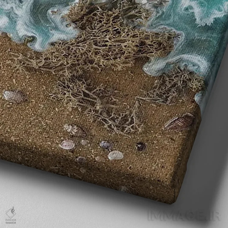 تابلو اقیانوسهای درختی ۱ اثر دلنارا ال - نمای نزدیک بافت بوم