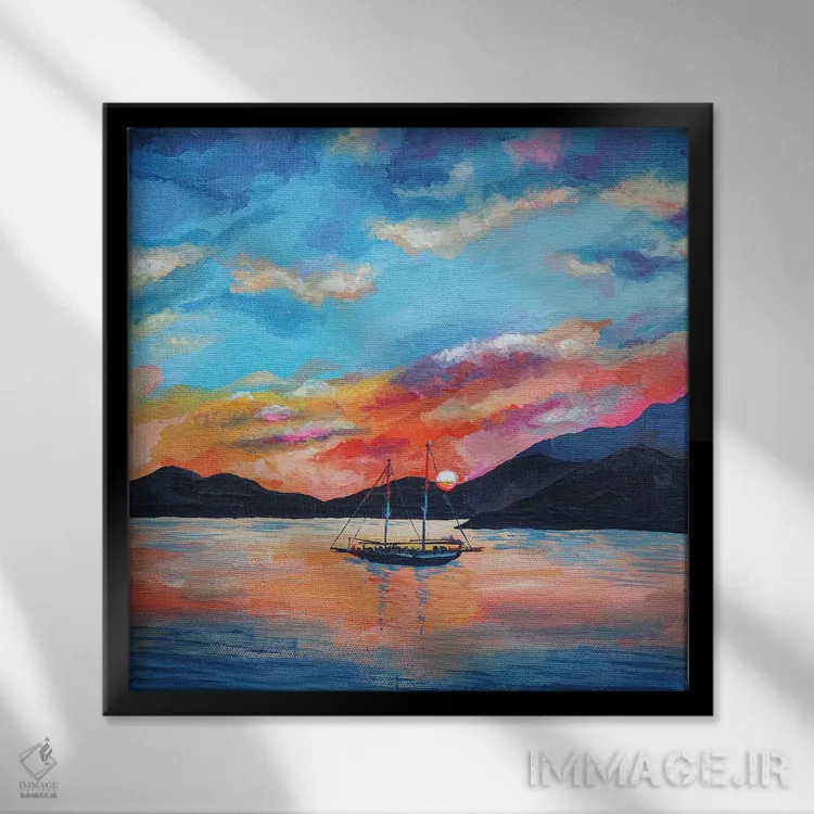 تابلو هنگام غروب اثر دلنارا ال - نمای قابدار مشکی