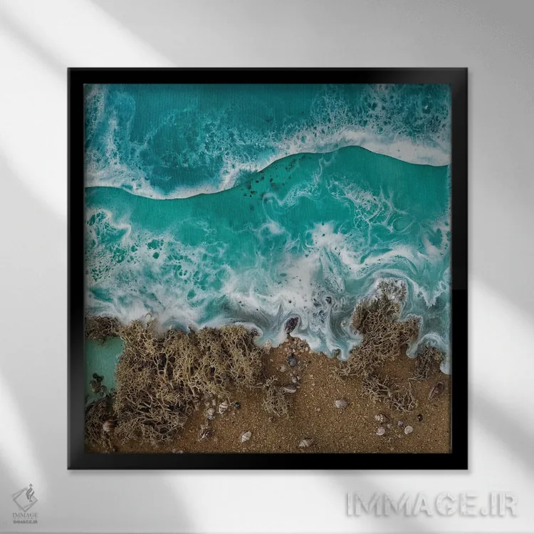 تابلو اقیانوسهای درختی ۱ اثر دلنارا ال - نمای قابدار مشکی