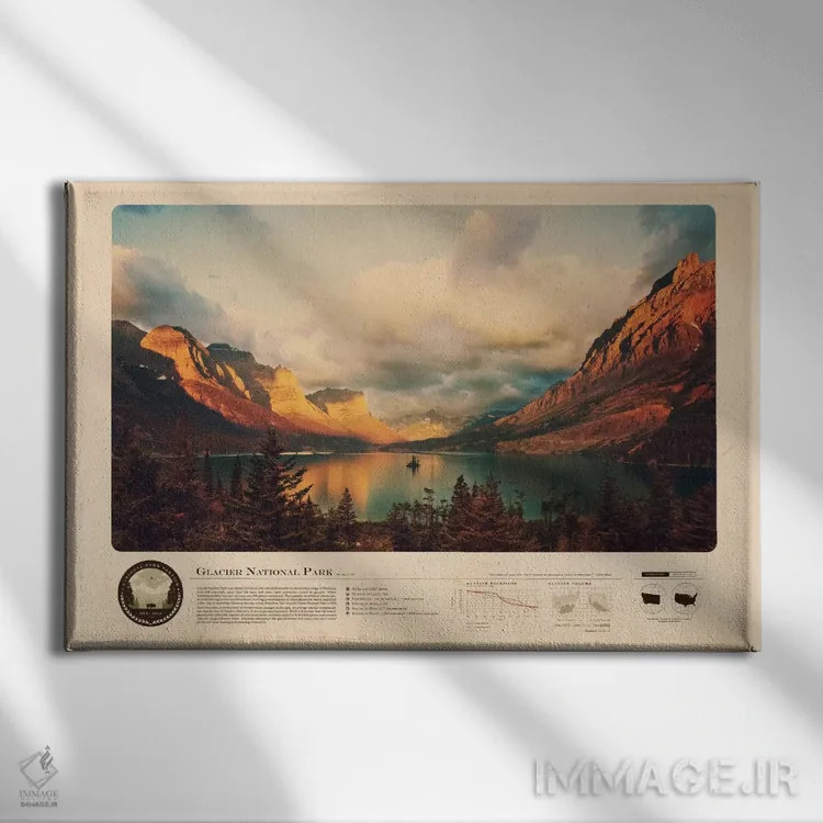 تابلو پارک ملی یخچالهای طبیعی (آمریکا) اثر طراحی ۲۰۴۶ - نمای روبهرو روی دیوار