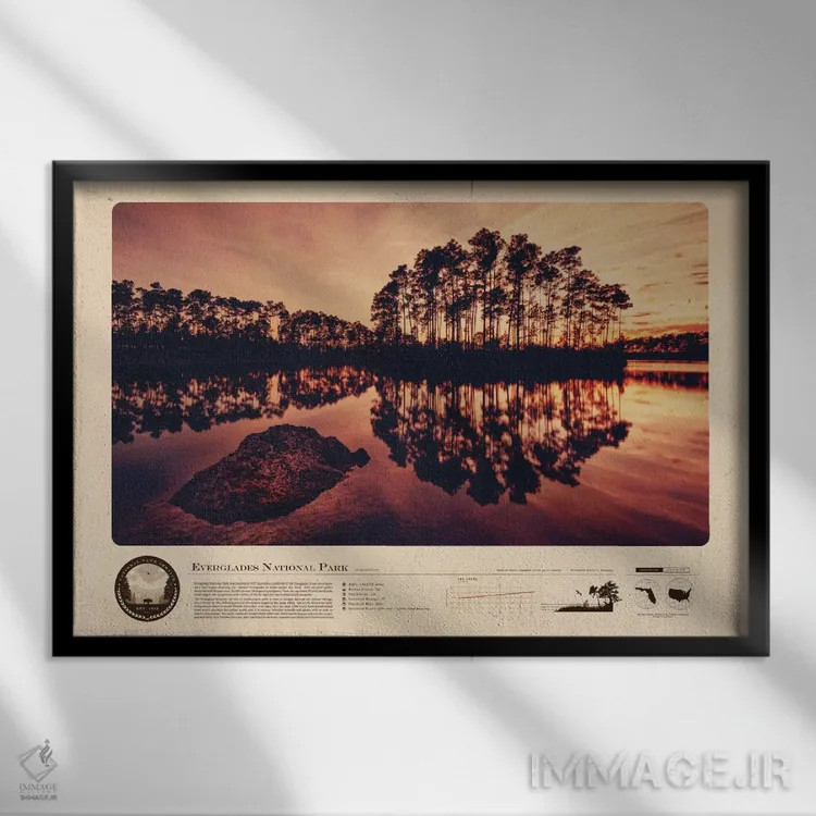 تابلو پارک ملی اورگلیدز (آمریکا) اثر طراحی ۲۰۴۶ - نمای قابدار مشکی