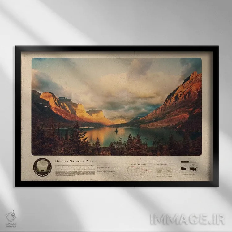 تابلو پارک ملی یخچالهای طبیعی (آمریکا) اثر طراحی ۲۰۴۶ - نمای قابدار مشکی