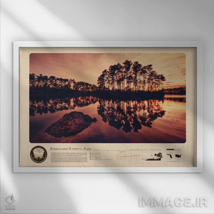 تابلو پارک ملی اورگلیدز (آمریکا) اثر طراحی ۲۰۴۶ - نمای قابدار سفید