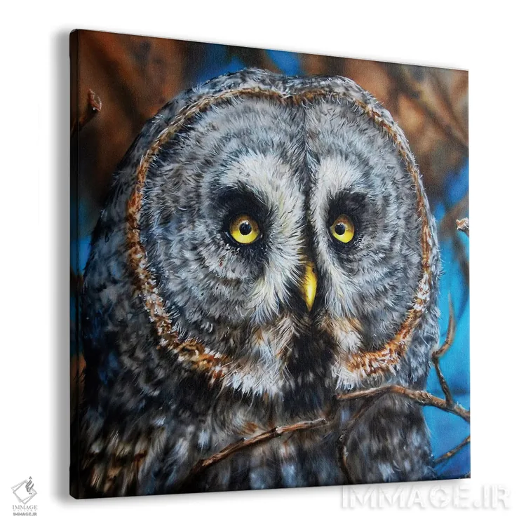 تابلو جغد خاکستری بزرگ اثر درک تورکوت - نمای پرسپکتیو محصول