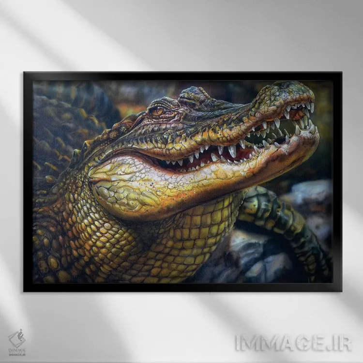 تابلو تمساح اثر درک تورکوت - نمای قابدار مشکی