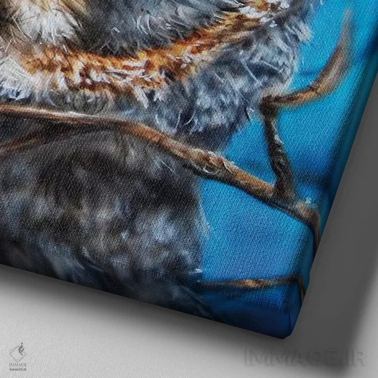 تابلو جغد خاکستری بزرگ اثر درک تورکوت - نمای نزدیک بافت بوم