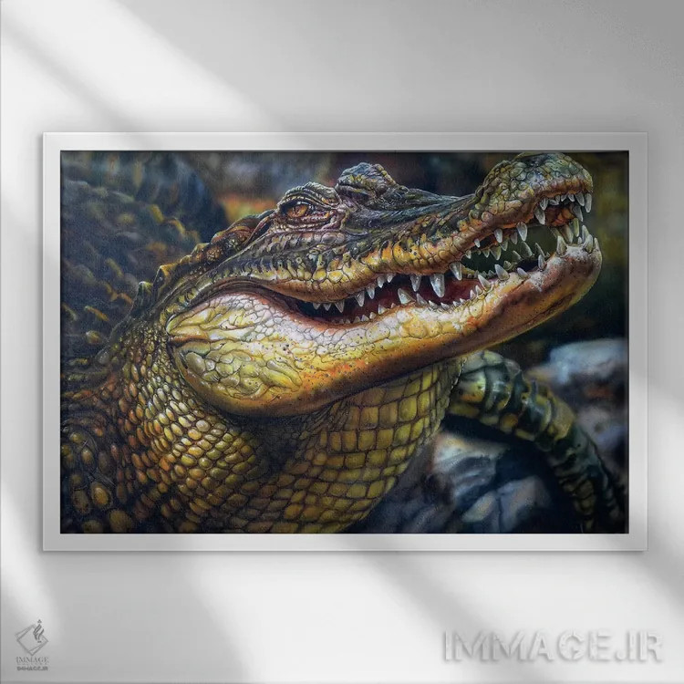 تابلو تمساح اثر درک تورکوت - نمای قابدار سفید