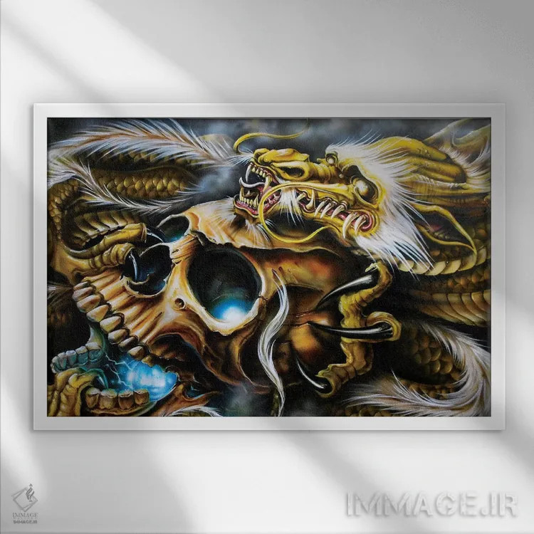 تابلو جستجوی اژدهای طلایی اثر درک تورکوت - نمای قابدار سفید