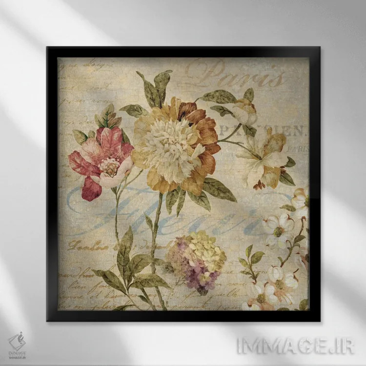 تابلو گل پاریس II (فرانسوی) اثر دبورا دوولیه - نمای قابدار مشکی