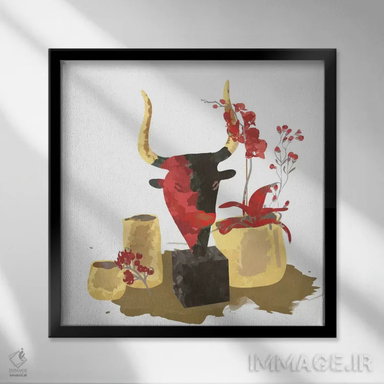تابلو غوطهور در طلا اثر فایو بای فایو کالکتیو - نمای قابدار مشکی