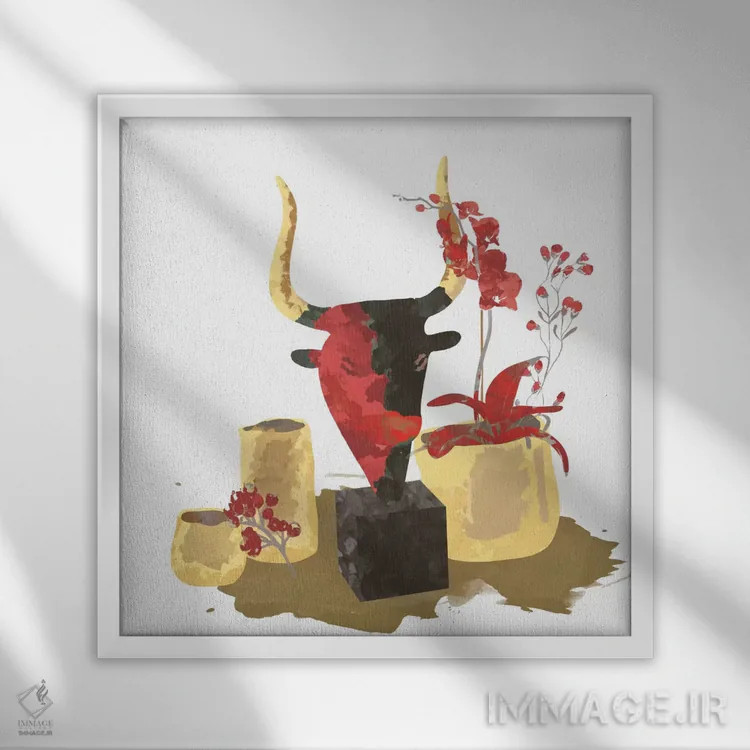 تابلو غوطهور در طلا اثر فایو بای فایو کالکتیو - نمای قابدار سفید