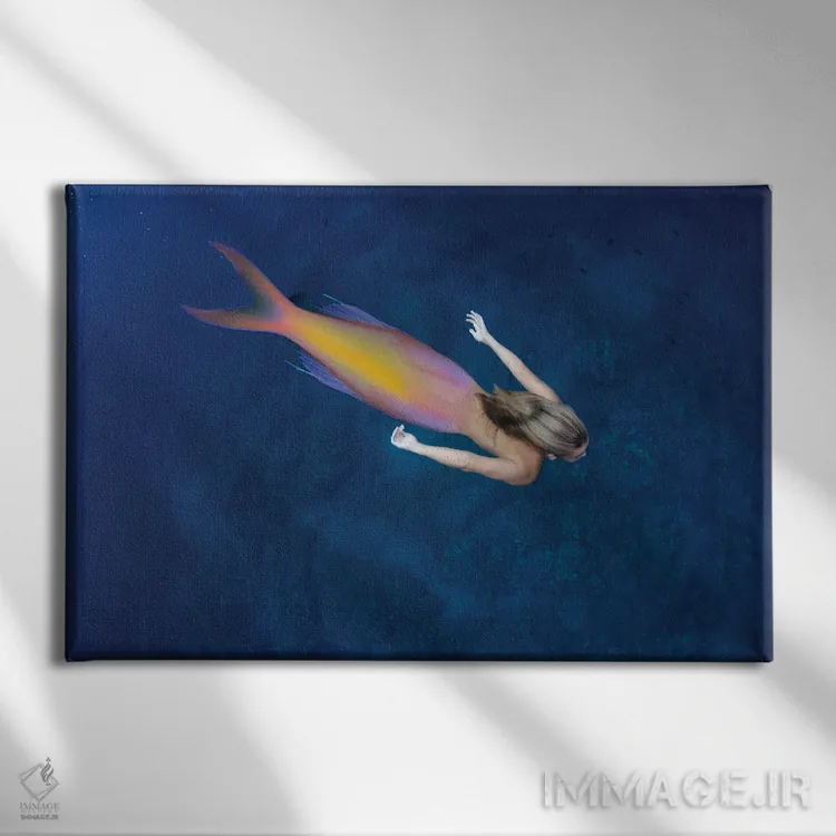 تابلو تصویر ترکیبی دیجیتالی: ماموتهای پشمالو همراه با مرجانها اثر دیوید فلیتهام - نمای روبهرو روی دیوار