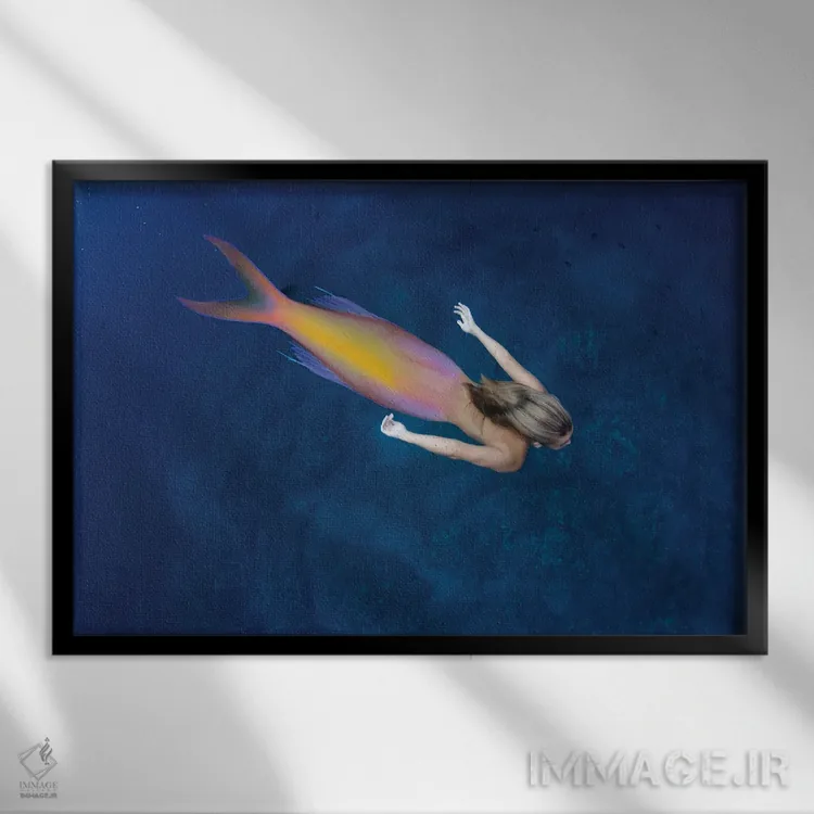 تابلو تصویر ترکیبی دیجیتالی: ماموتهای پشمالو همراه با مرجانها اثر دیوید فلیتهام - نمای قابدار مشکی