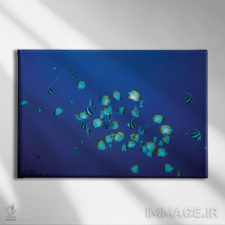 تابلو Fiji,ماهی فرشتهای پوستلیمو فیجی (سنتروپیگه فلاویسیما)، فیجی اثر دیوید فلیتهام - نمای روبهرو روی دیوار