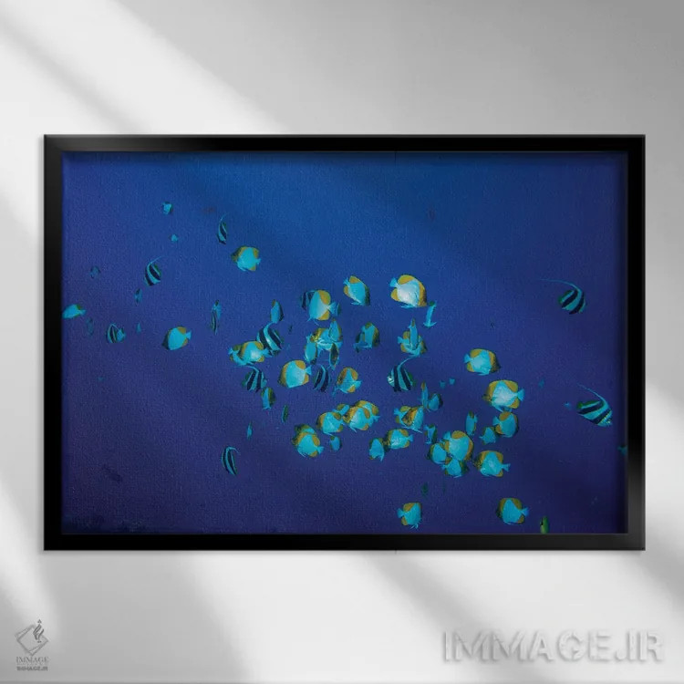 تابلو Fiji,ماهی فرشتهای پوستلیمو فیجی (سنتروپیگه فلاویسیما)، فیجی اثر دیوید فلیتهام - نمای قابدار مشکی