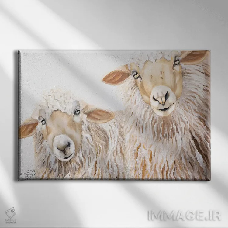 تابلو بعبع گوسفند سفید اثر دایان فیفر - نمای روبهرو روی دیوار