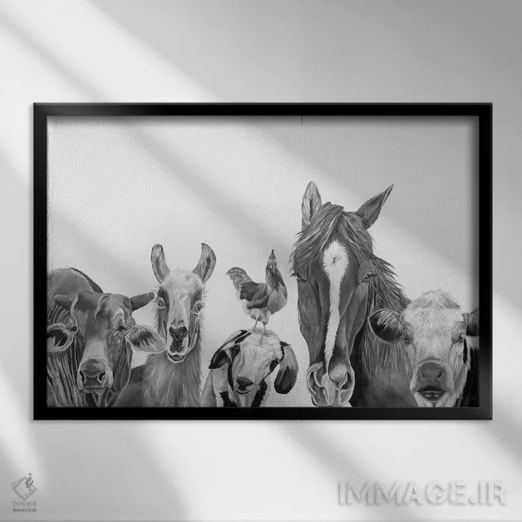 تابلو تیم مزرعه اثر دایان فیفر - نمای قابدار مشکی