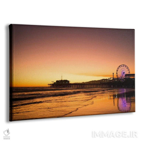 تابلو Santa Monica, California, USA,اسکله سانتا مونیکا در طلوع، سانتا مونیکا، کالیفرنیا، ایالات متحده آمریکا اثر دنیس فلهرتی - نمای پرسپکتیو محصول