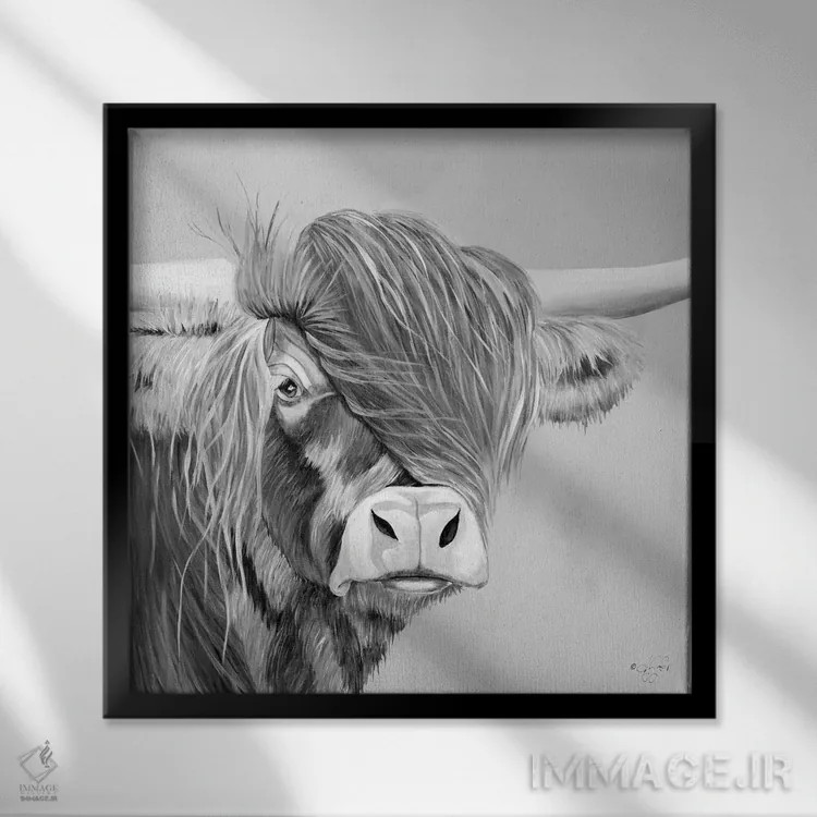 تابلو کوهدشت پشمالو اثر دایان فیفر - نمای قابدار مشکی