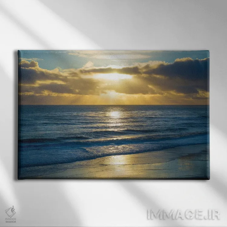 تابلو موجسواران غروب ساحل اثر داگ فولک - نمای روبهرو روی دیوار