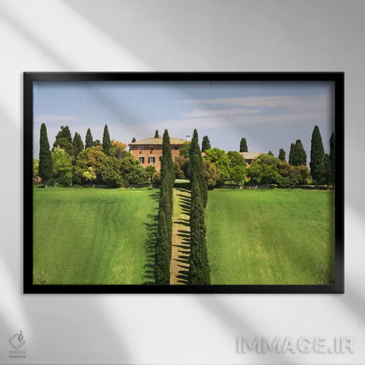 تابلو Val d'Orcia, Tuscany Region, Italy,ملک روستایی، واله دورچیا، منطقه توسکانی، ایتالیا اثر دنیس فلهرتی - نمای قابدار مشکی