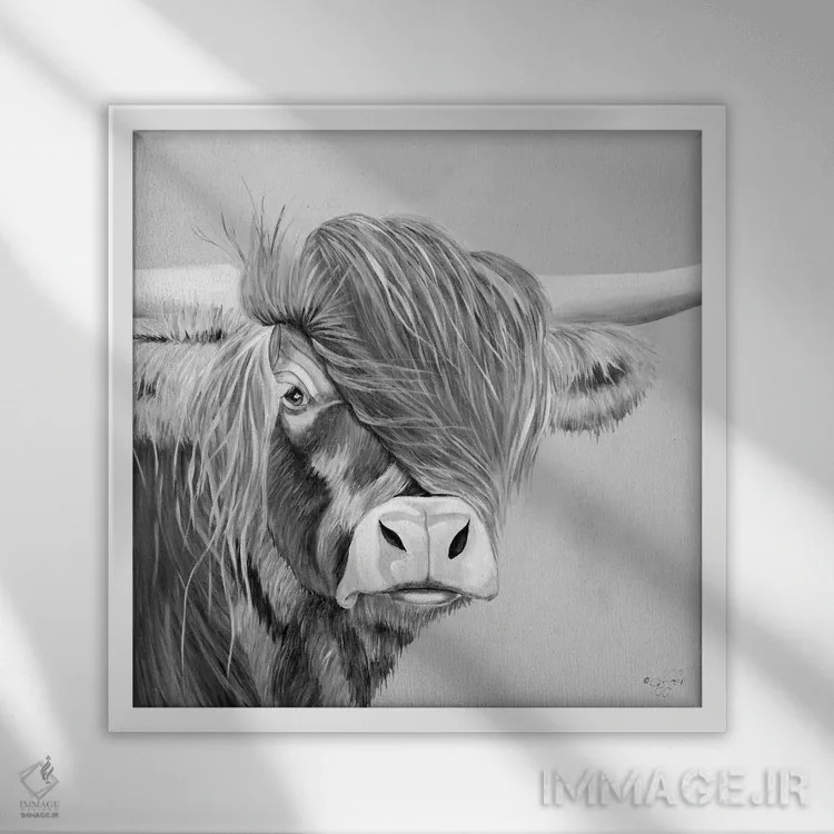 تابلو کوهدشت پشمالو اثر دایان فیفر - نمای قابدار سفید