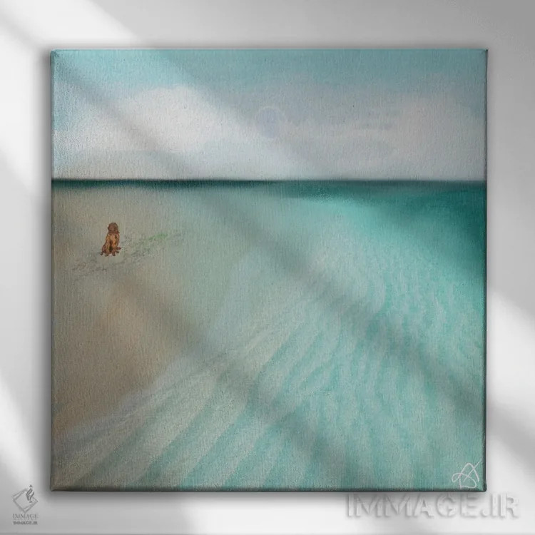 تابلو سگ در ساحل اثر دارلا فرارا - نمای روبهرو روی دیوار