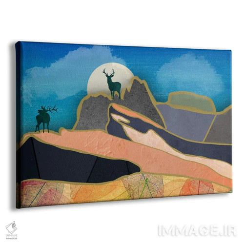 تابلو گوزنها روی کوهستان اثر دارلا فرارا - نمای پرسپکتیو محصول