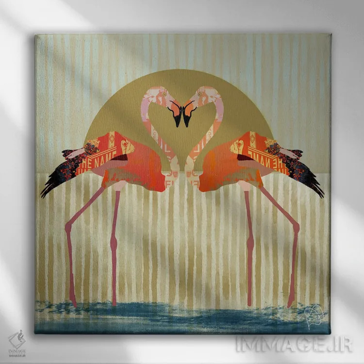 تابلو فلامینگوها اثر دارلا فرارا - نمای روبهرو روی دیوار
