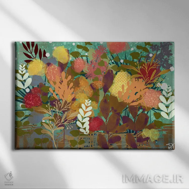 تابلو گل انتزاعی اثر دارلا فرارا - نمای روبهرو روی دیوار