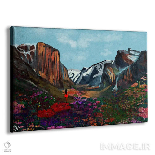 تابلو کوهستان و گلها اثر دارلا فرارا - نمای پرسپکتیو محصول