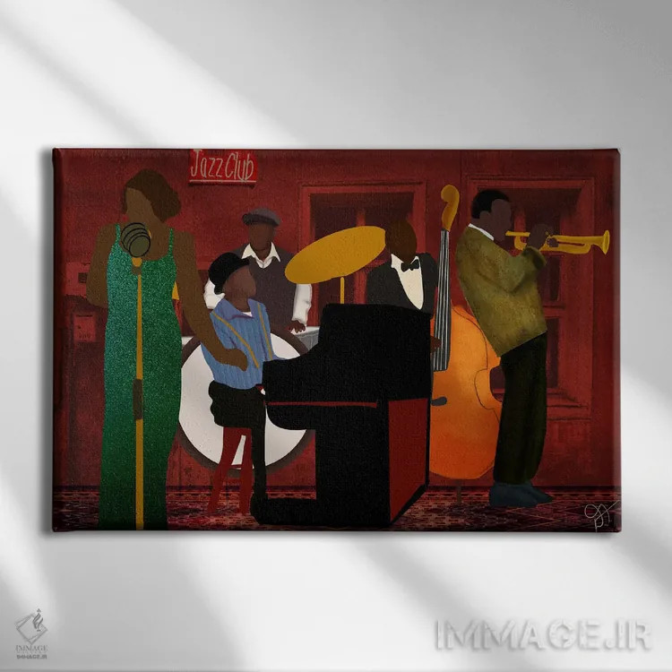 تابلو گروه موسیقی جَز اثر دارلا فرارا - نمای روبهرو روی دیوار